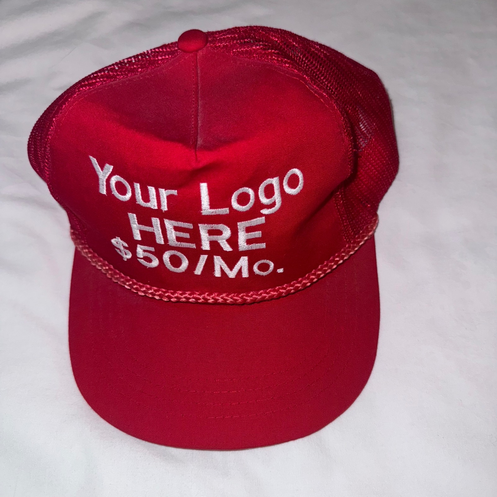 Red Trucker Hat Your Logo Here 50 Mo Mesh Back Snapback Cap Yupoong Vintage